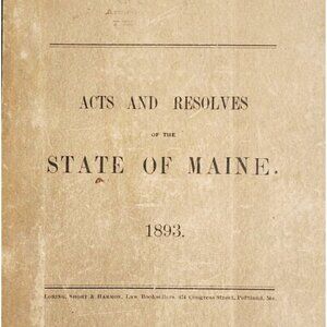1893 Acts & Resolves State Of Maine 1st Edition 66th Legislature Public Law F5